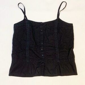 Ann Taylor LOFT Black Button Up Cotton Cami Made in India